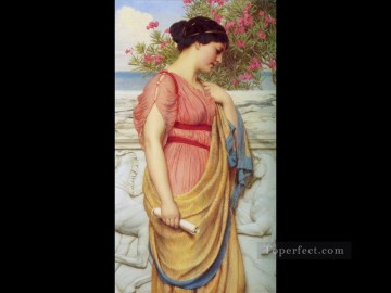 Safo 1910 Dama neoclásica John William Godward Pinturas al óleo